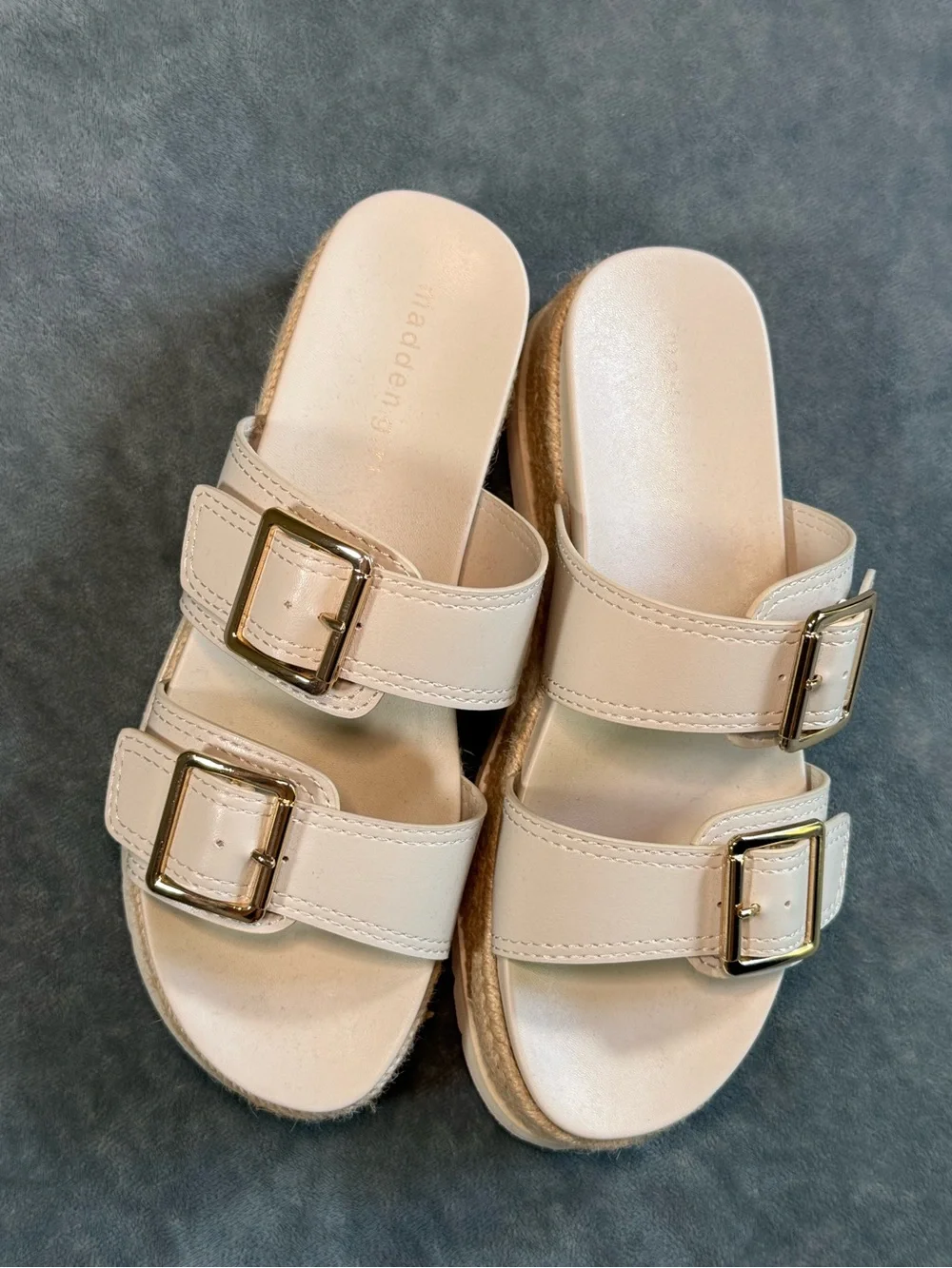 Madden Girl Annabelle Espadrille Platform Sandals Ivory Gold Size 8